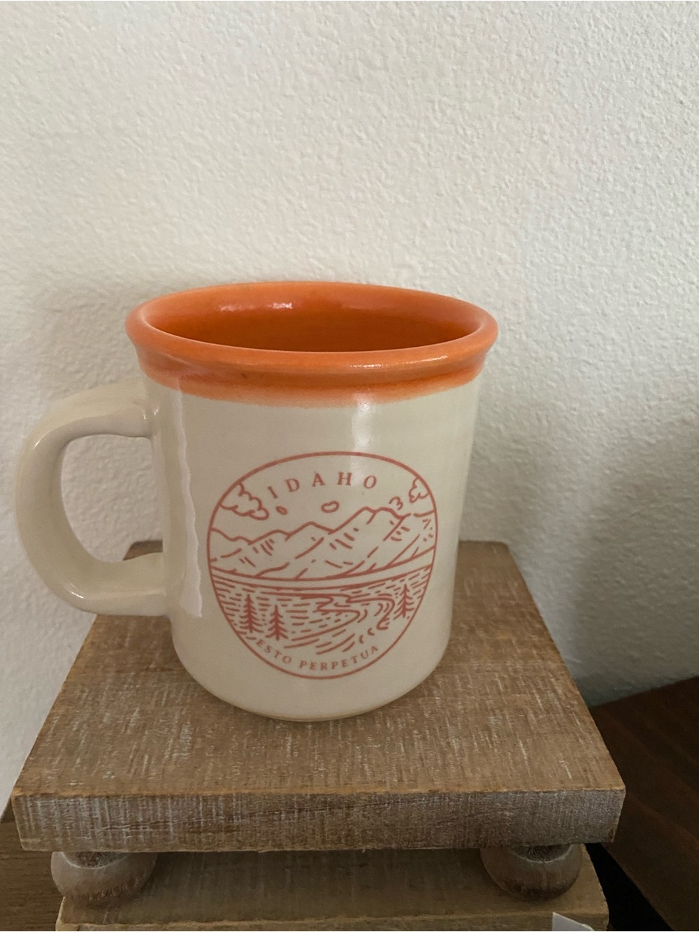 Idaho Ceramic Campfire Mug with Orange Rim
